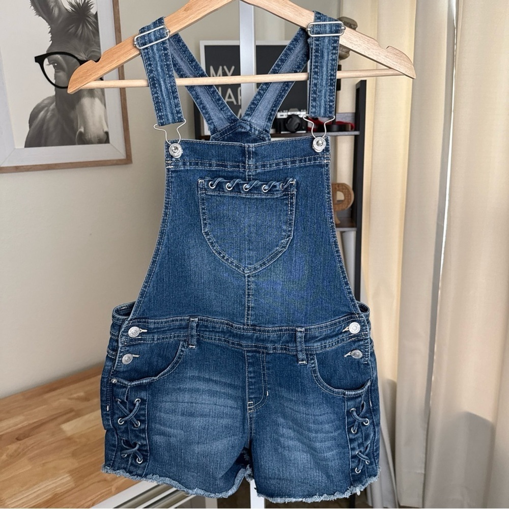 Jordache Juniors Jean Overall Shorts Size XL 14-16 - Picture 2 of 8